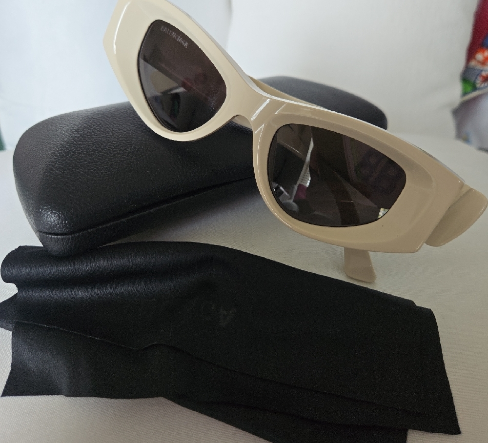 Balenciaga Cream Cat-Eye Sunglasses